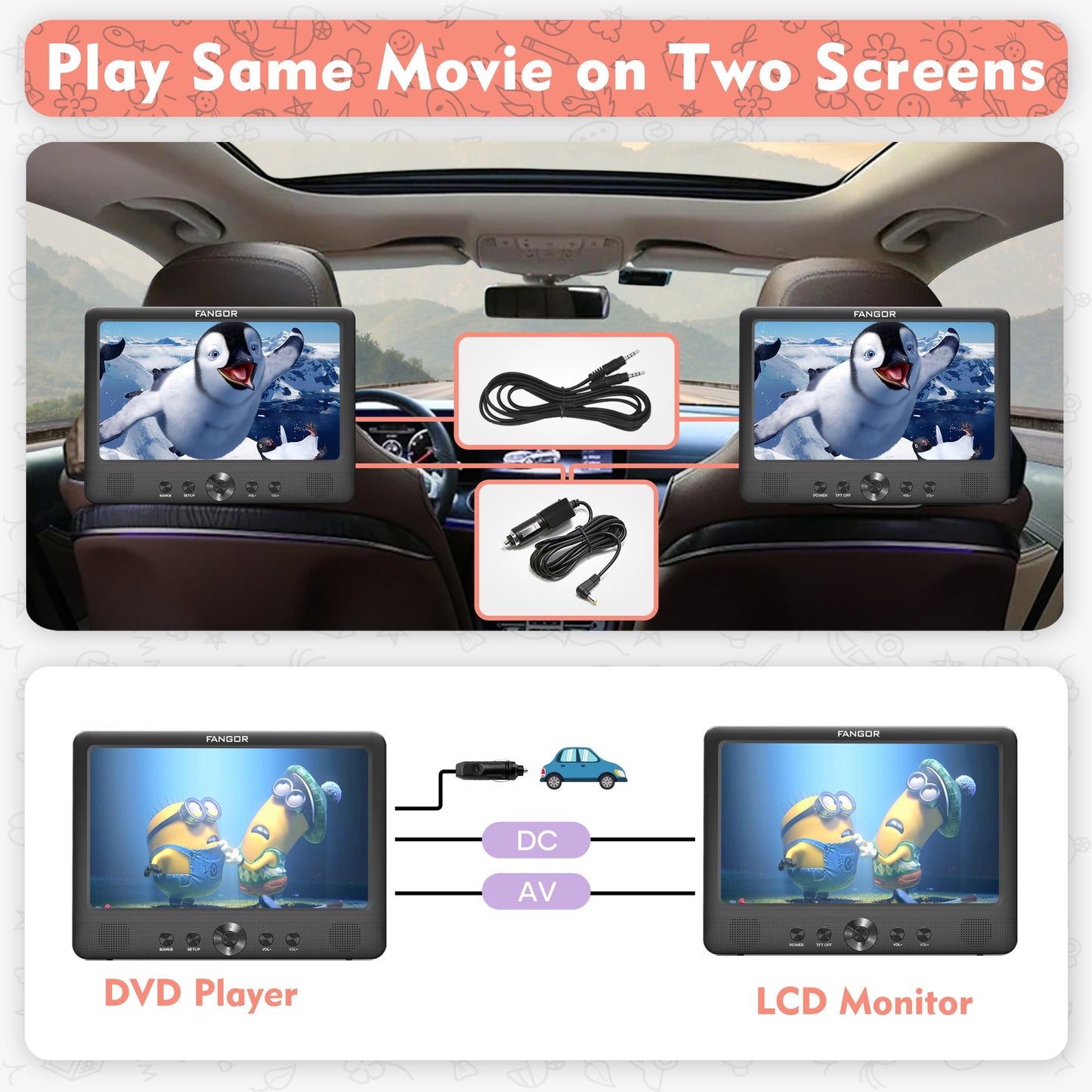 Portable Car Backseat DVD Player