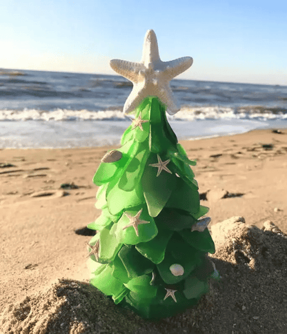 Ornement de Noël en verre de mer fait main 