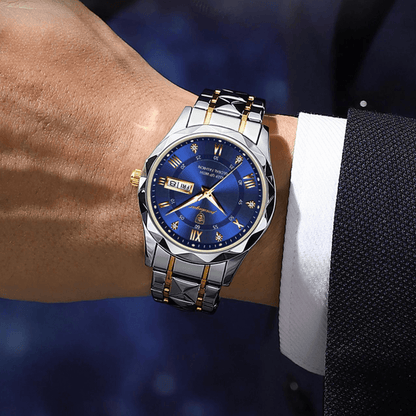 Men's Silver Stainless Steel Watch with Glow Dial