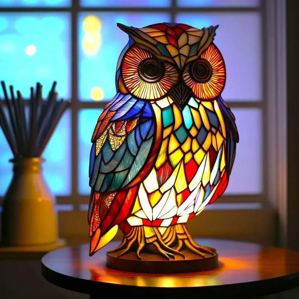 Colorful Animal Desk Lamp – Stained Glass Table Light