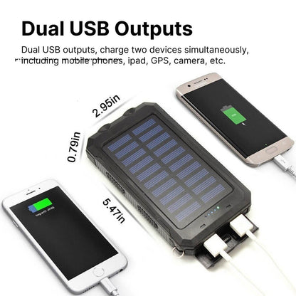 High Capacity Solar Power Bank, Waterproof Portable Charger