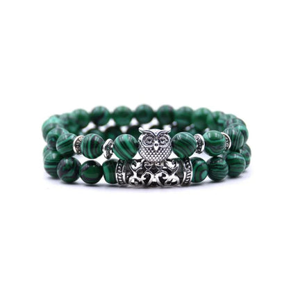 Bracelet en perles et pierres hibou inspiré par la nature