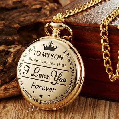 Affordable Leather Pocket Chain Quartz Watch - Halri