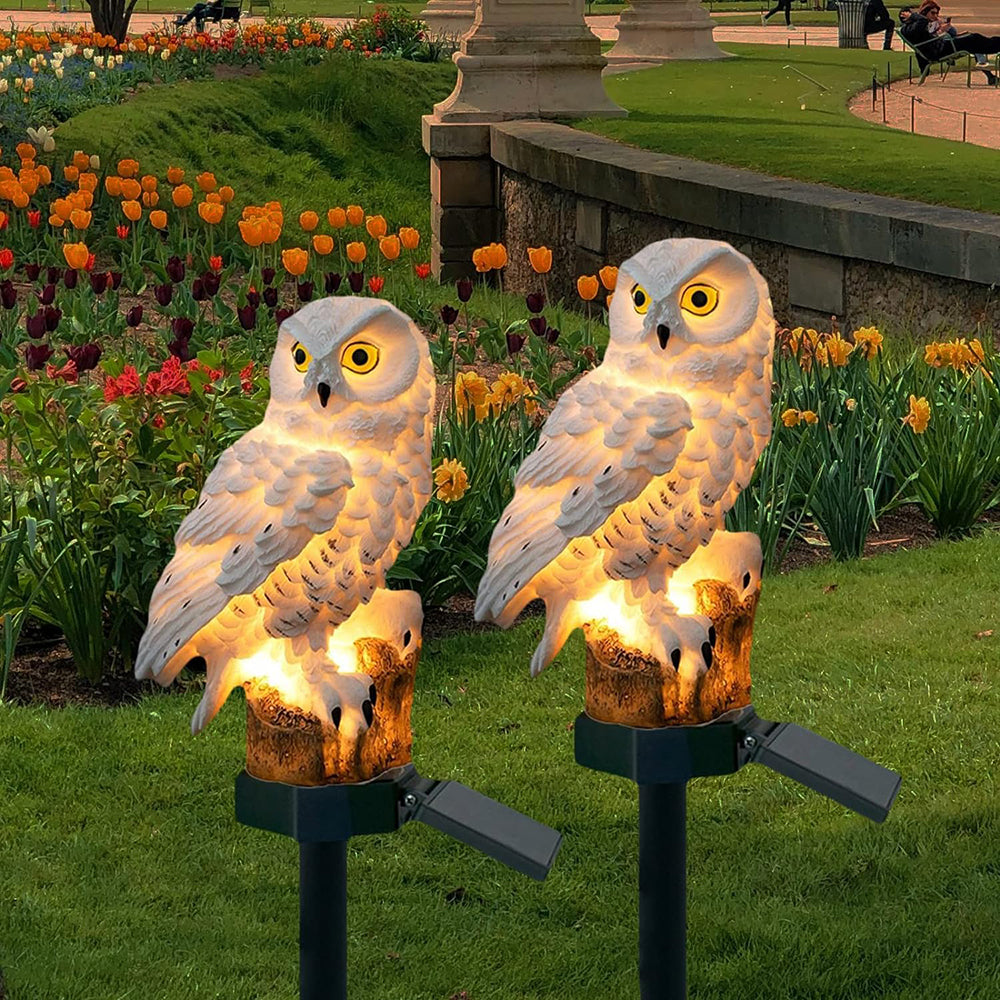 Ensemble de lampes de jardin hibou à énergie solaire