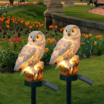 Ensemble de lampes de jardin hibou à énergie solaire
