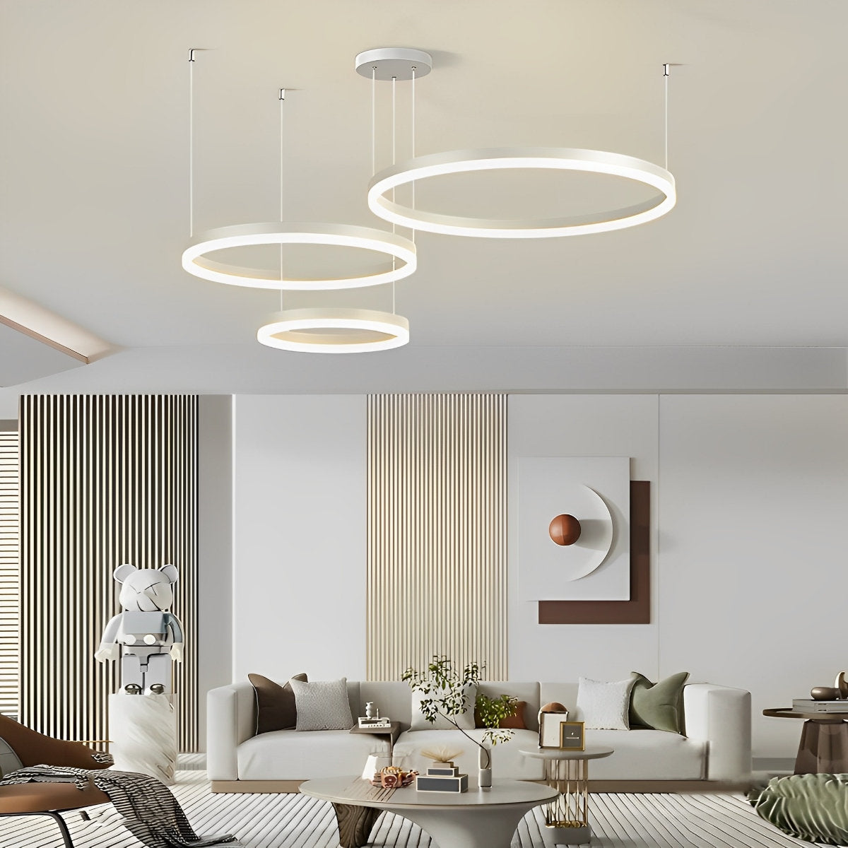 Round Stainless Steel Pendant Light Fixtures with Adjustable Brightness - Halri