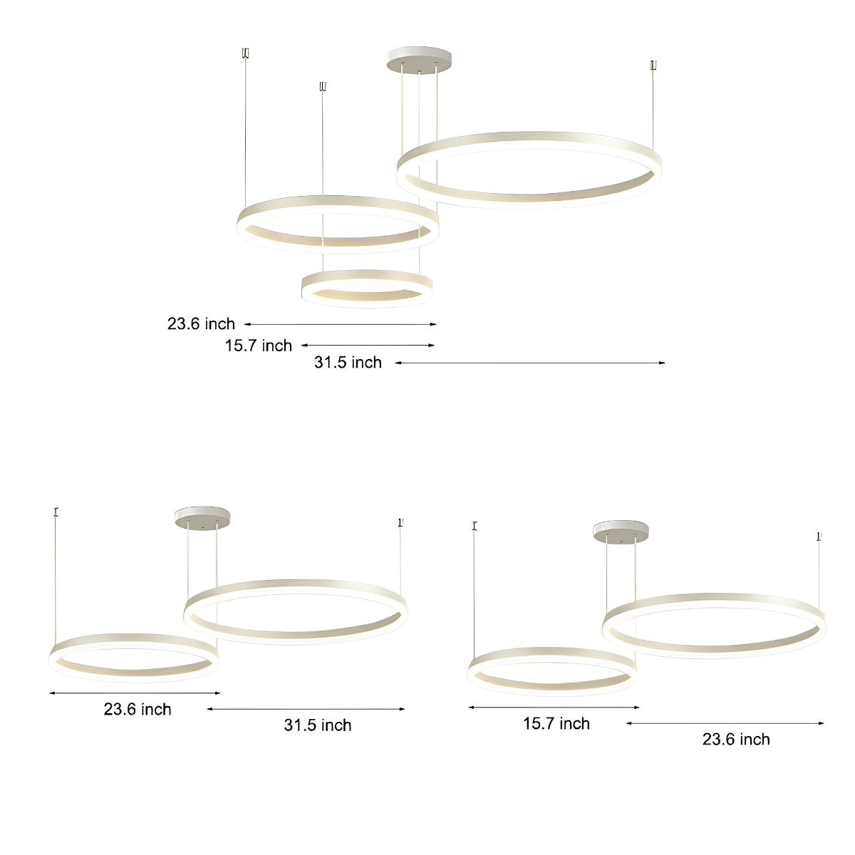 Round Stainless Steel Pendant Light Fixtures with Adjustable Brightness