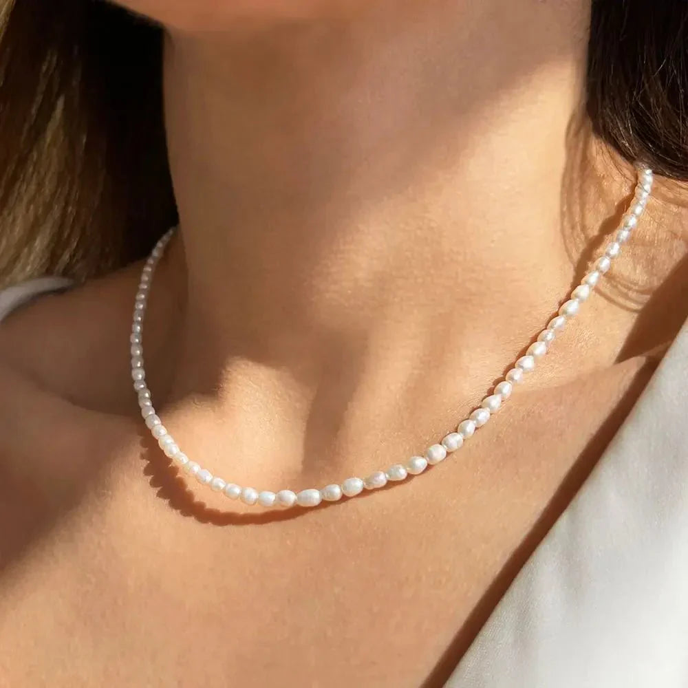 Timeless Elegant 3mm White Pearl Necklace - Halri