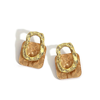 Boucles d'oreilles carrées à motif géométrique tendance