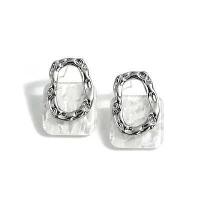 Boucles d'oreilles carrées à motif géométrique tendance