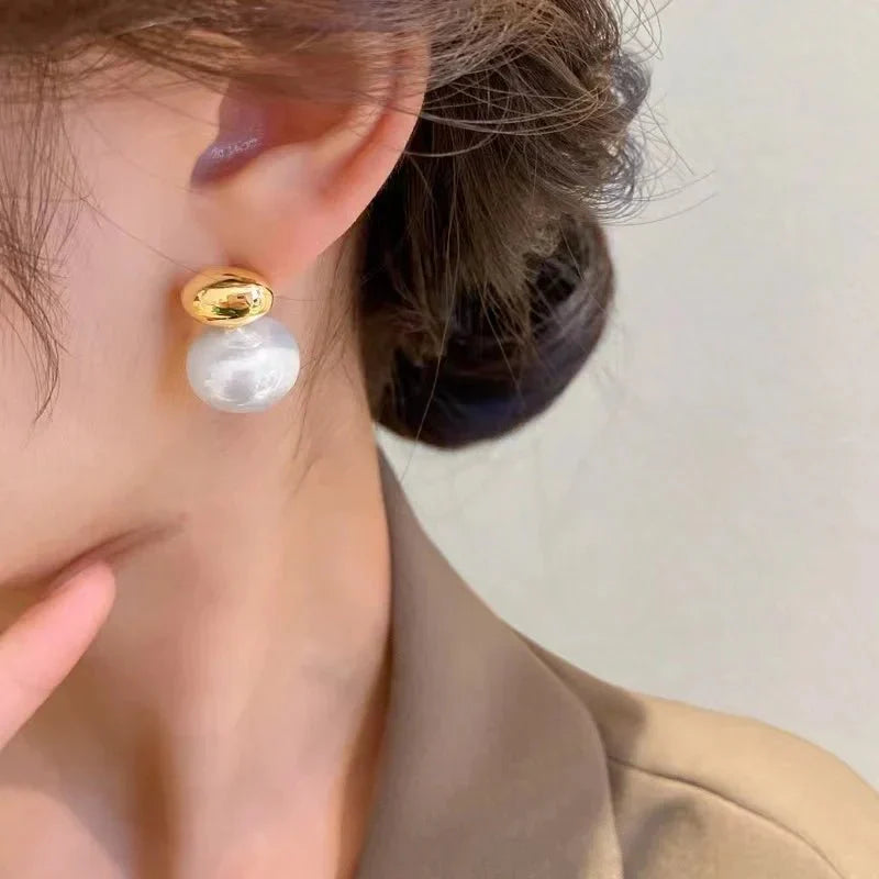 Elegant Gold Pearl Drop Earrings - Halri
