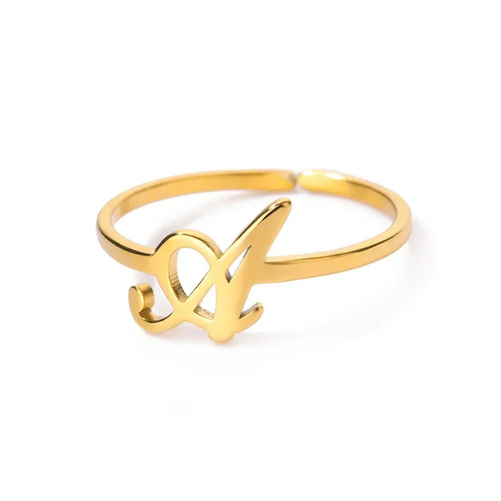 Simple Personalized Initial Letter Rings - Halri