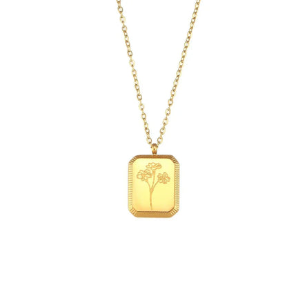 Collier pendentif délicat en forme de fleur avec pierre de naissance