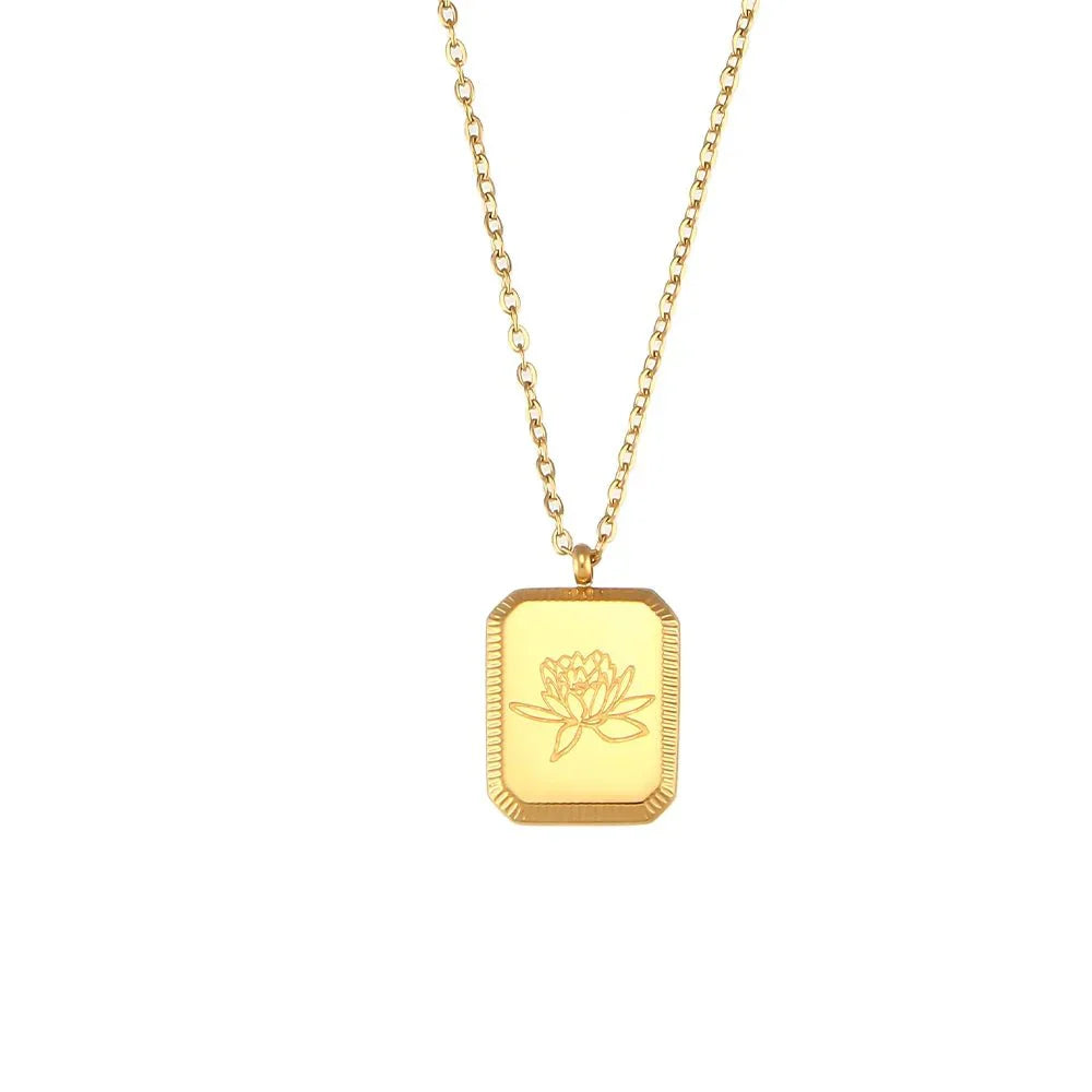 Collier pendentif délicat en forme de fleur avec pierre de naissance