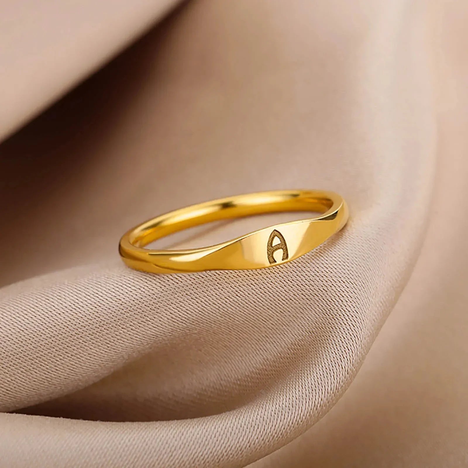 Delicate Slim Initial Letter Ring - Halri