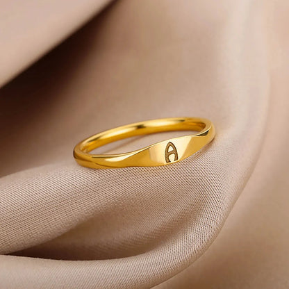 Delicate Slim Initial Letter Ring - Halri