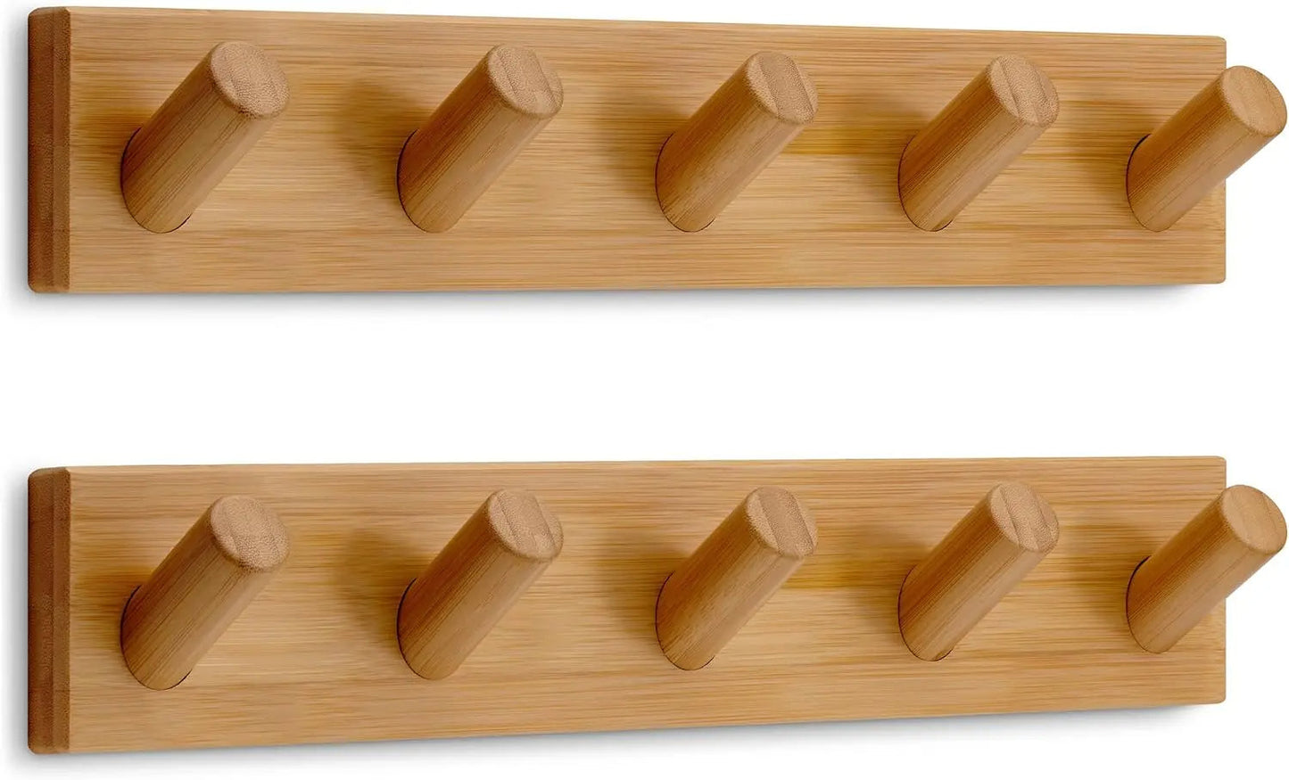 Space-Saving Wooden Coat Rack with 5 Hooks