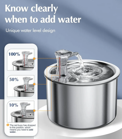 Automatic Pet Water Fountain - Stainless Steel with Filter