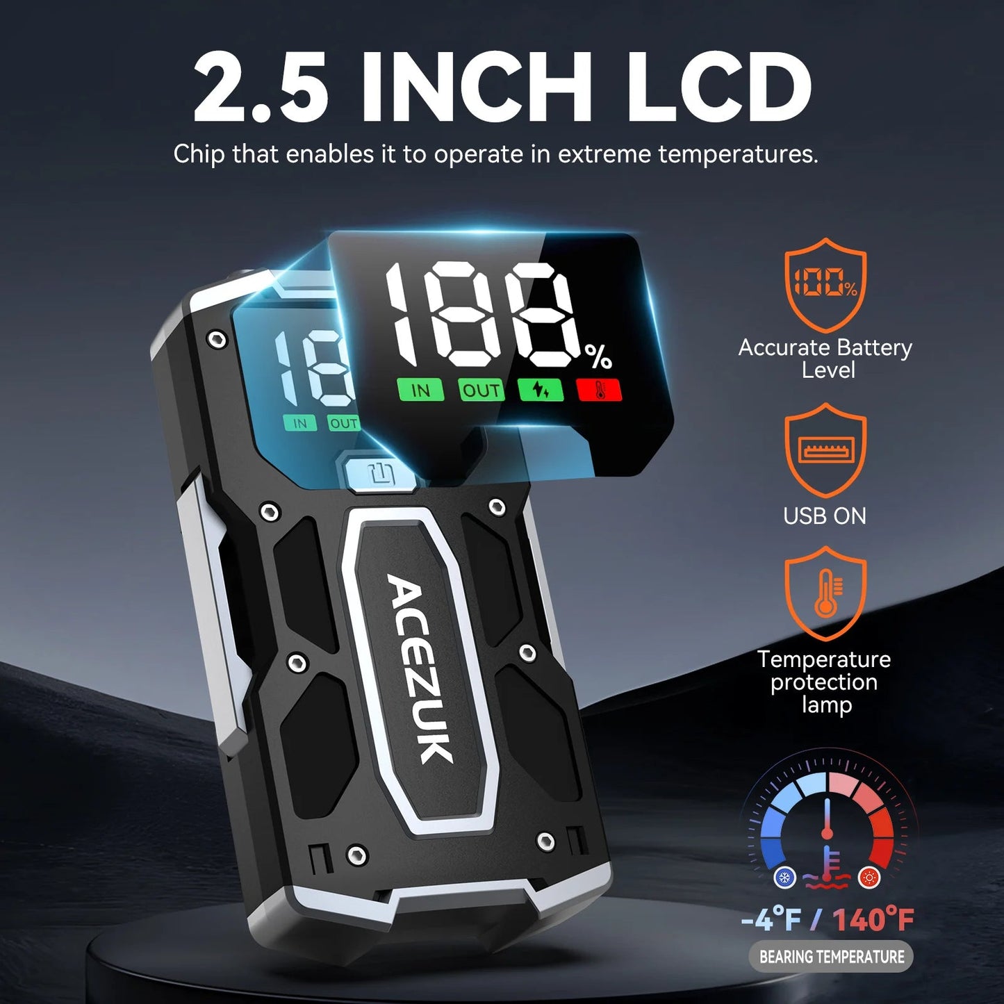 Compact Car Battery Booster with USB Charger - 3000A