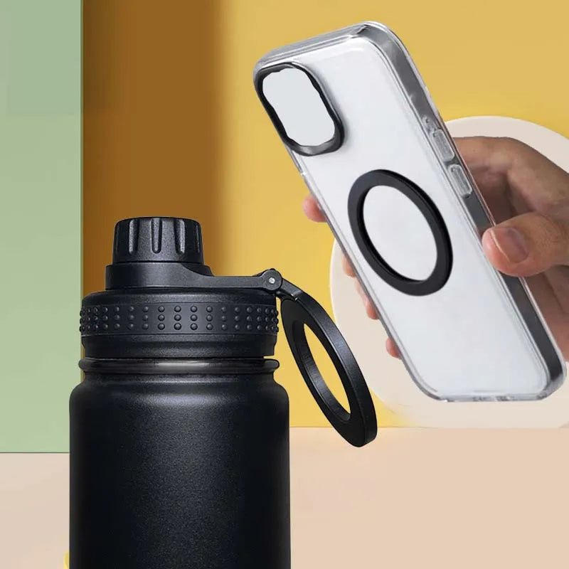 Thermal Stainless Steel Water Bottle with Phone Clip - 750ml - Halri