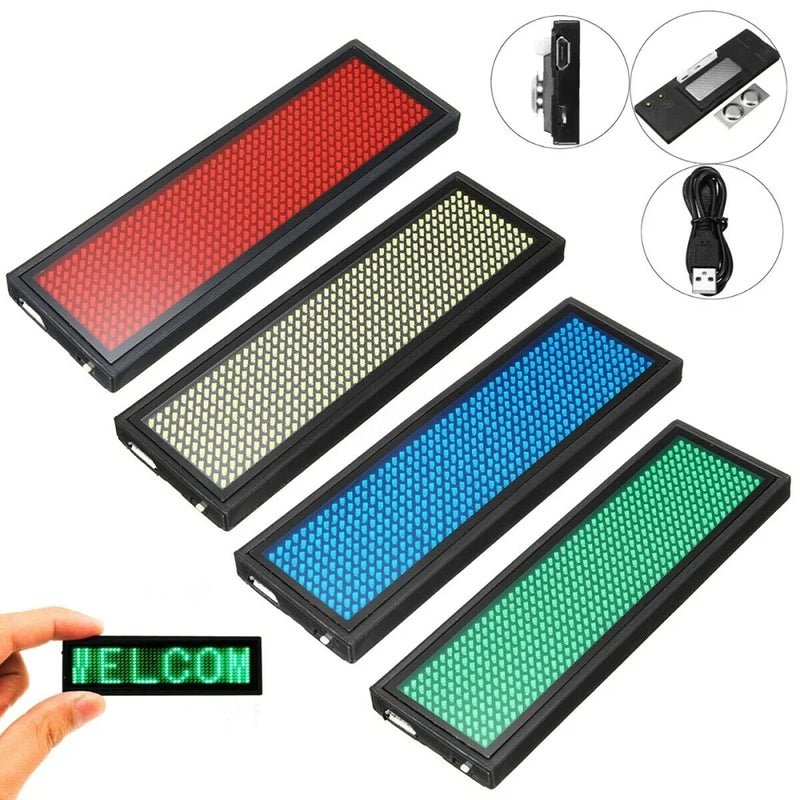 Customizable LED Badge Holder with Scrolling Digital Text - Halri