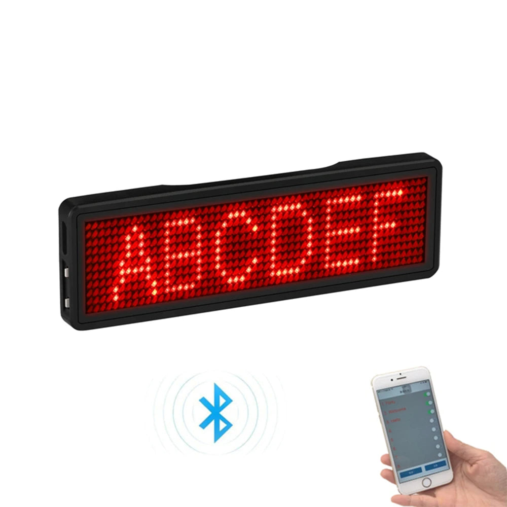 Customizable LED Badge Holder with Scrolling Digital Text