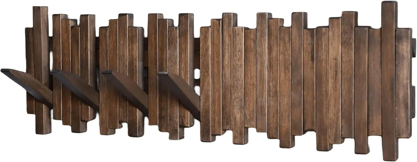 Reclaimed Wooden Wall Hook Rack Flip Down Hanger