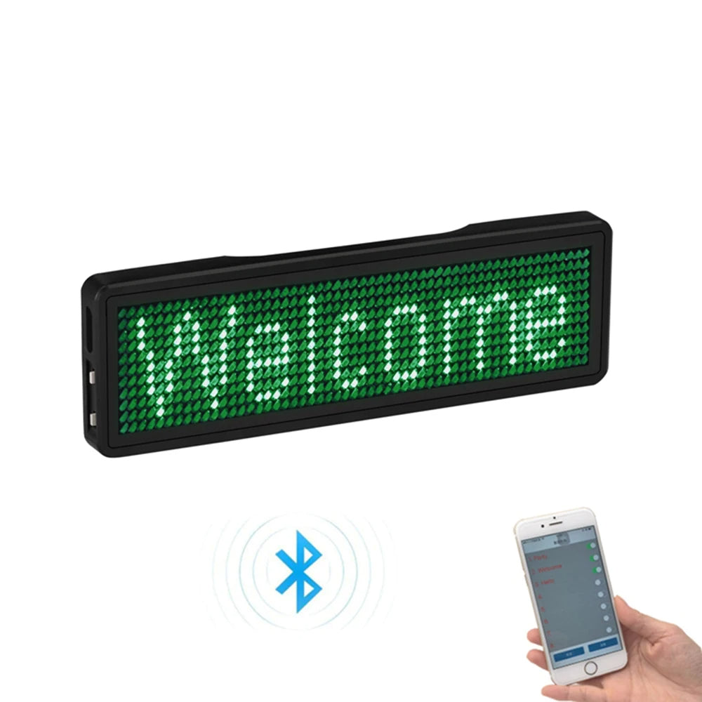 Customizable LED Badge Holder with Scrolling Digital Text