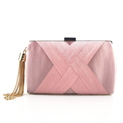 Halri | Pochette de soirée élégante en satin | Pochette de luxe à pompons