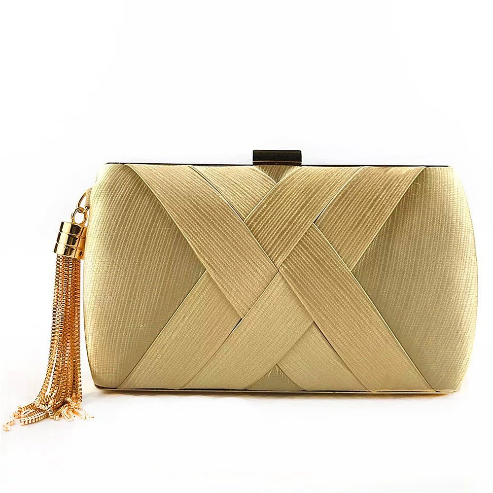 Halri | Pochette de soirée élégante en satin | Pochette de luxe à pompons