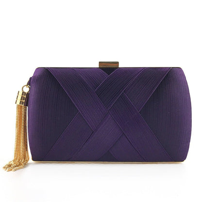 Halri | Pochette de soirée élégante en satin | Pochette de luxe à pompons