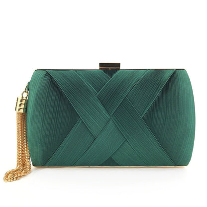 Halri | Pochette de soirée élégante en satin | Pochette de luxe à pompons