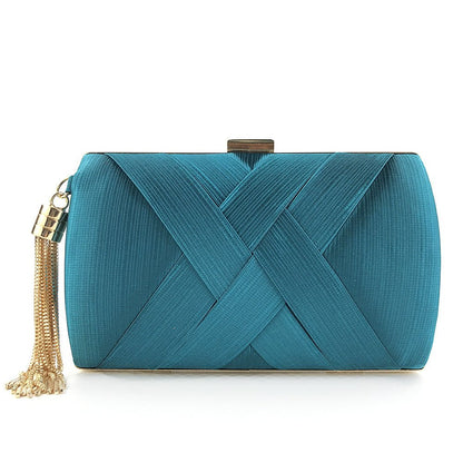 Halri | Pochette de soirée élégante en satin | Pochette de luxe à pompons