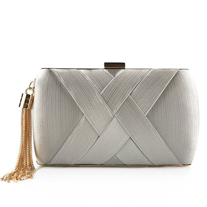 Halri | Pochette de soirée élégante en satin | Pochette de luxe à pompons