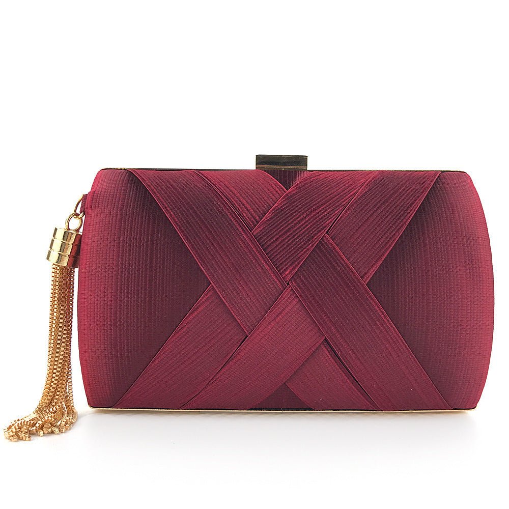 Halri | Pochette de soirée élégante en satin | Pochette de luxe à pompons