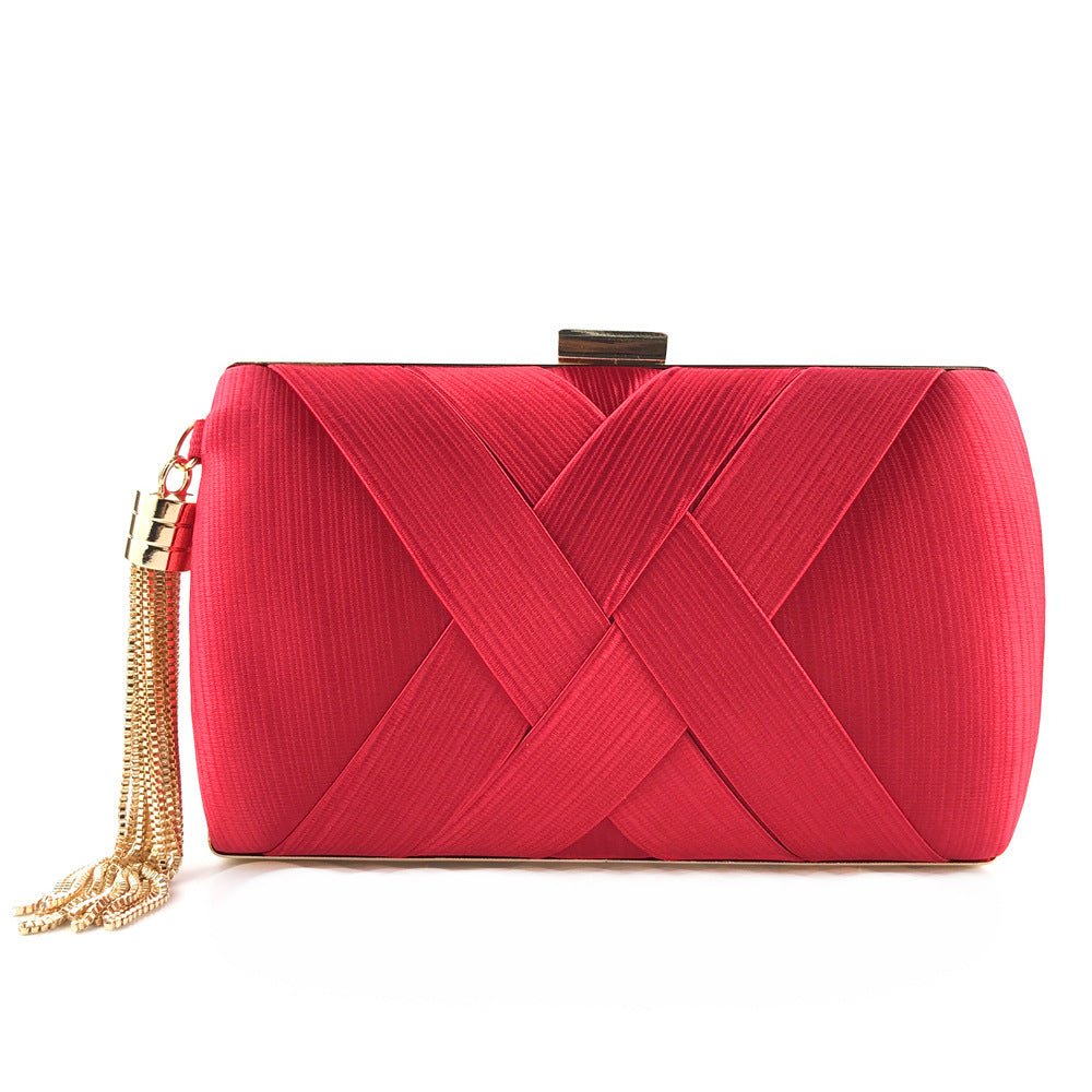 Halri | Pochette de soirée élégante en satin | Pochette de luxe à pompons