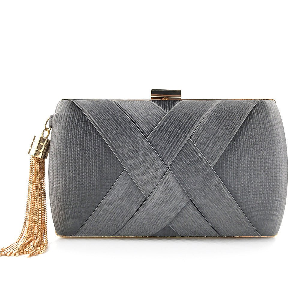 Halri | Pochette de soirée élégante en satin | Pochette de luxe à pompons