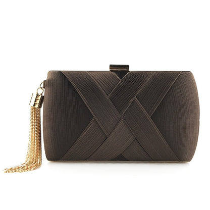 Halri | Pochette de soirée élégante en satin | Pochette de luxe à pompons