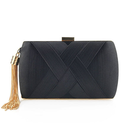 Halri | Pochette de soirée élégante en satin | Pochette de luxe à pompons