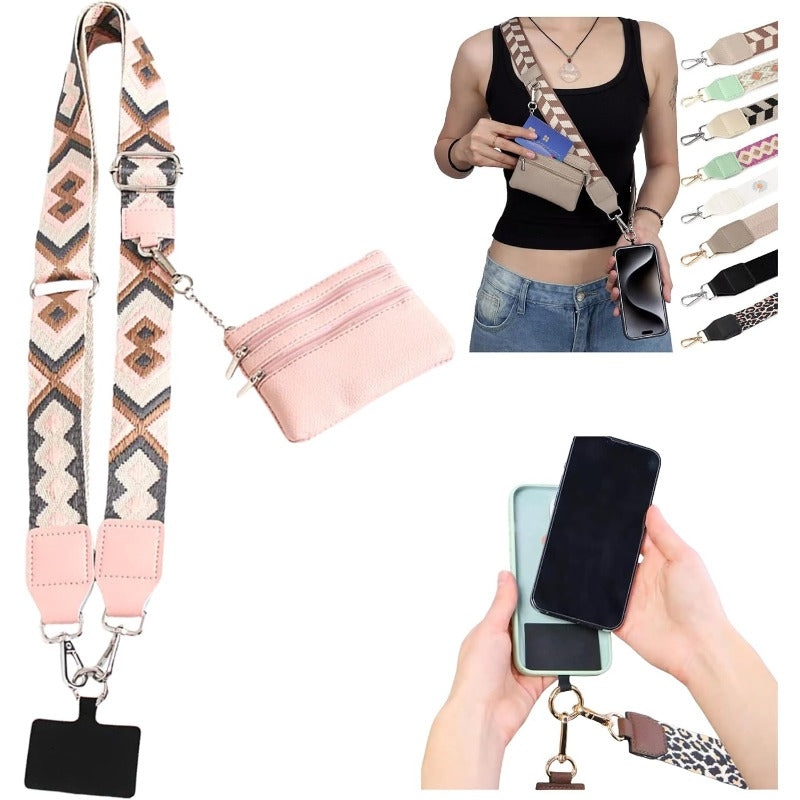 Bandoulière tendance pour téléphone avec porte-cartes amovible