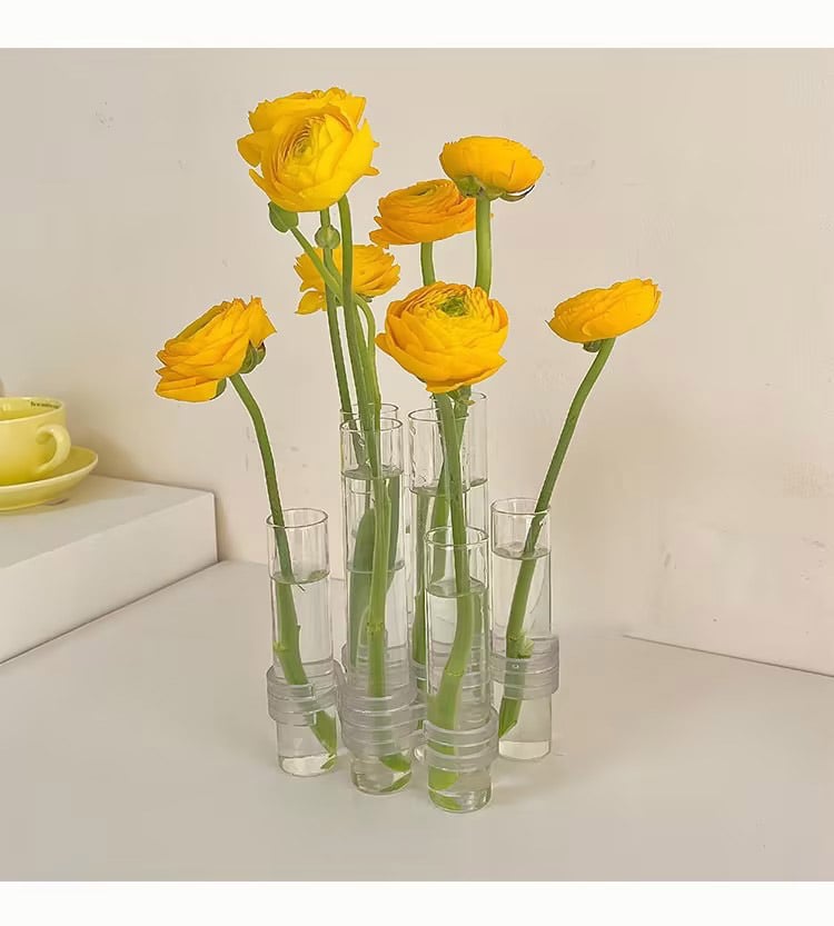 Vase en verre à motif floral ajustable avec charnières 