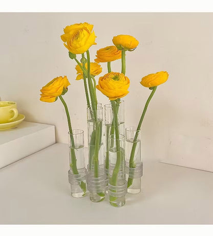 Vase en verre à motif floral ajustable avec charnières 
