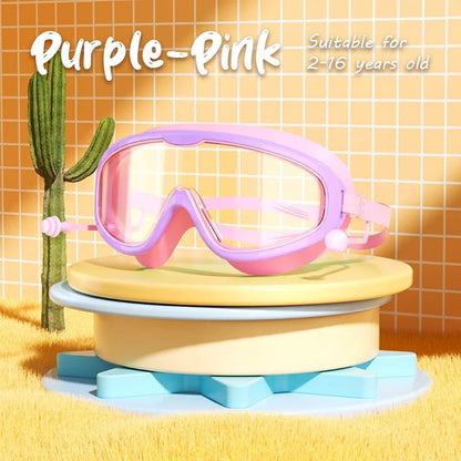 Lunettes de natation transparentes pour enfants, grande monture, étanches et anti-buée 