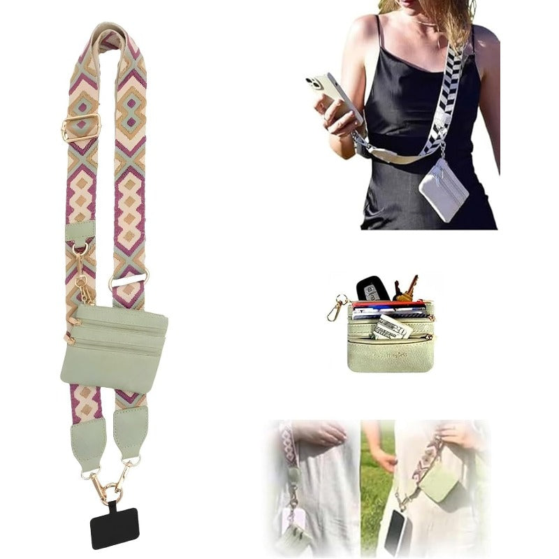 Bandoulière tendance pour téléphone avec porte-cartes amovible
