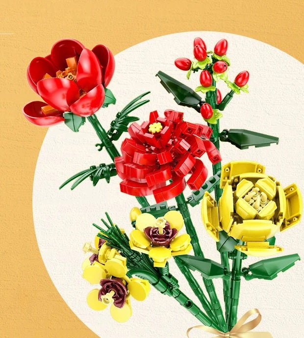 Kit de construction de fleurs colorées avec figurines de perce-neige 