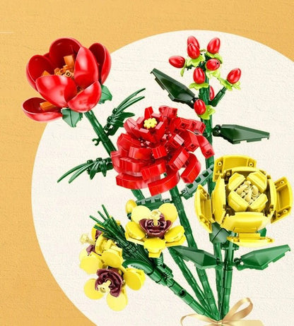 Kit de construction de fleurs colorées avec figurines de perce-neige 