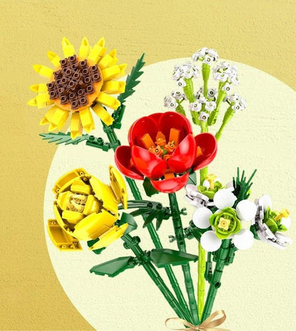 Kit de construction de fleurs colorées avec figurines de perce-neige 