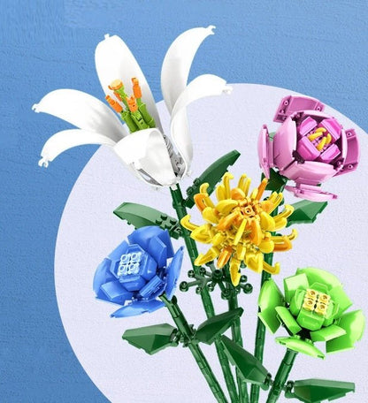 Kit de construction de fleurs colorées avec figurines de perce-neige 