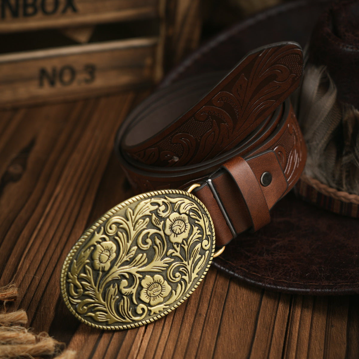 Ceinture homme robuste en cuir végan avec boucle en métal