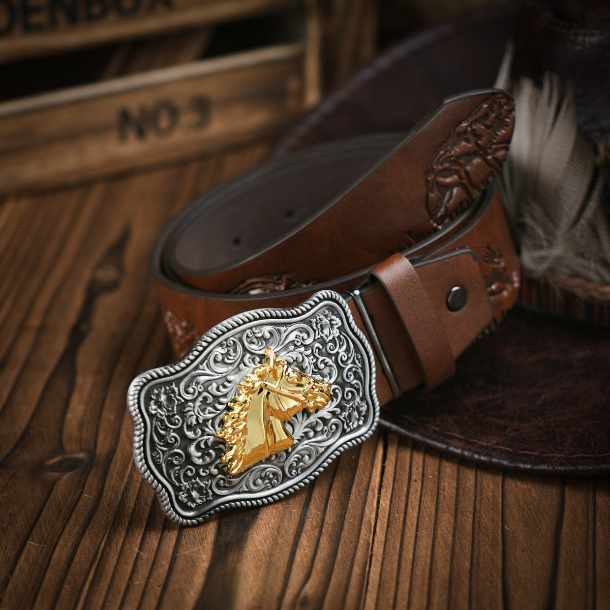 Ceinture homme robuste en cuir végan avec boucle en métal